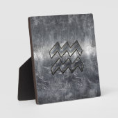 Aquarius Symbool Grunge Distress Silver Steel Fotoplaat (Voorkant)