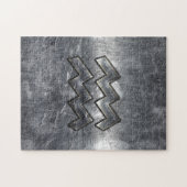 Aquarius Symbool Grunge Distress Silver Steel Legpuzzel (Horizontaal)