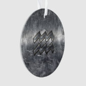 Aquarius Symbool Grunge Distress Silver Steel Ornament (voorkant)