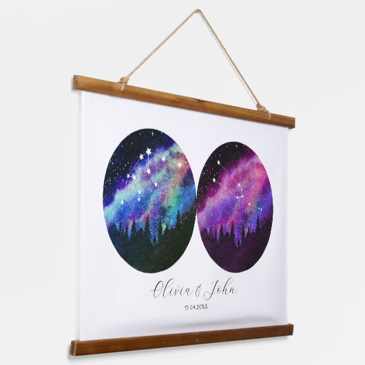 Aquarius Taurus Personalized Couples Horoscope Hangend Wandkleed (Gebogen)