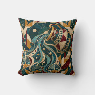 Aquarius Teal Bourgondi Geometrische Mozaïek Kussen