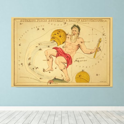 Aquarius -  teken van het Afbeelding van de dierso Canvas Afdruk (Insitu (Houten vloer))