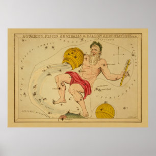Aquarius -  teken van het Afbeelding van de dierso Poster