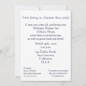 Aquarius Theec Birthday Party Invitation - Zodiac Kaart (Achterkant)