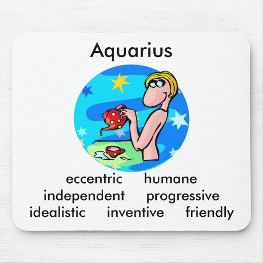  aquarius traits Cute Cartoon Zodiac Muismat (Voorkant)