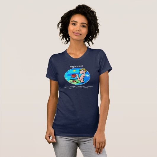  aquarius traits Cute Cartoon Zodiac T-shirt (Voorkant volledig)