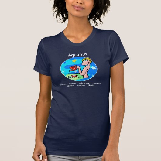  aquarius traits Cute Cartoon Zodiac T-shirt (Voorkant)