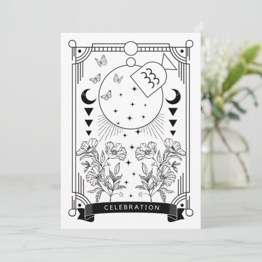 Aquarius Uitnodiging voor verjaardagsviering (Staand voorkant)