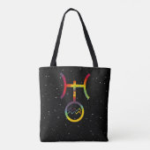 Aquarius Uranus Planetaire Symbool Sterren Tie Dye Tote Bag (Achterkant)