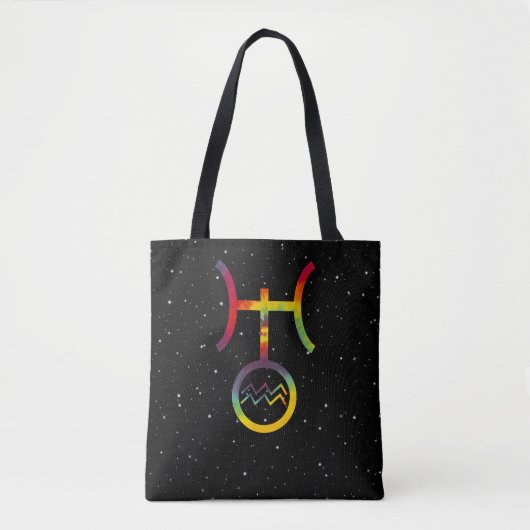 Aquarius Uranus Planetessymbool Starry Tie Dye Tote Bag (Voorkant)