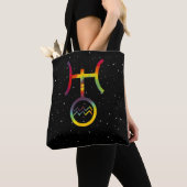 Aquarius Uranus Planetessymbool Starry Tie Dye Tote Bag (Dichtbij)