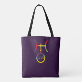 Aquarius Uranus Planetesymbool Tie Dye Tote Bag (Achterkant)