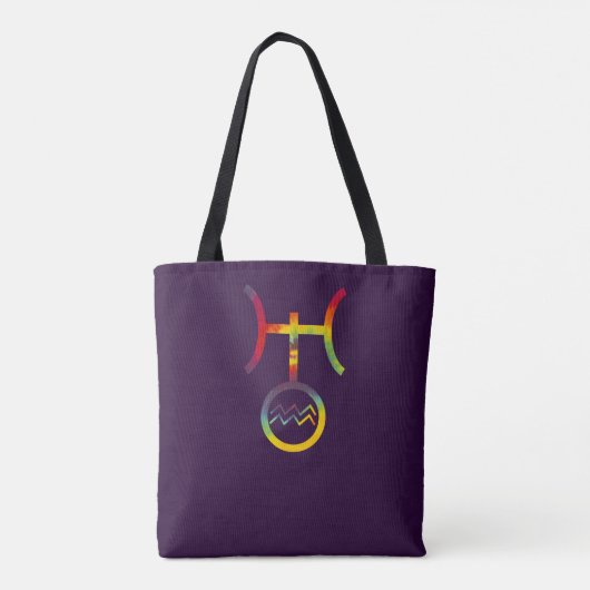 Aquarius Uranus Planetesymbool Tie Dye Tote Bag (Achterkant)