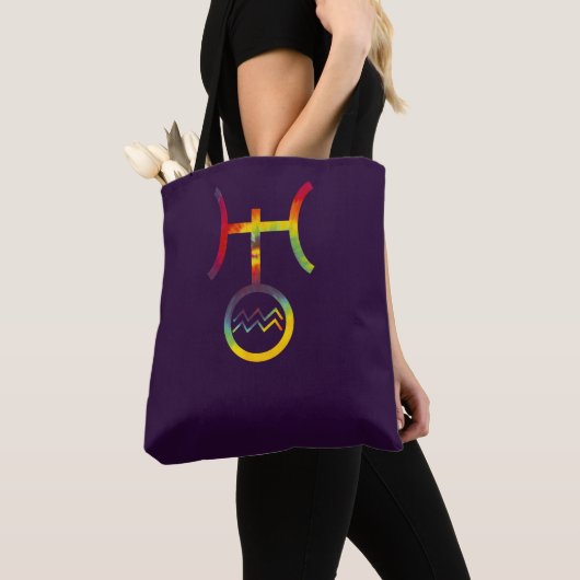 Aquarius Uranus Planetesymbool Tie Dye Tote Bag (Dichtbij)