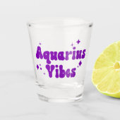 Aquarius Vibes Zodiac Astrology Paars Stars Shot Glas (Voorkant)