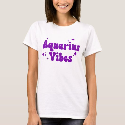 Aquarius Vibes Zodiac Astrology Paars Stars T-shirt (Voorkant)