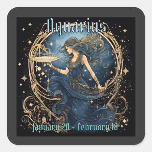 Aquarius Vierkante Sticker (Voorkant)