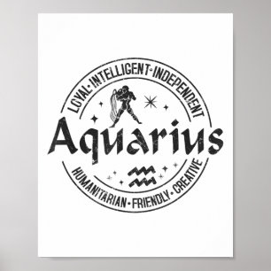 Aquarius Virtues Stijl Dierenriem Design, Aqua Poster