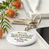 Aquarius voor meisjes in Roze en Groene Zodiac Sleutelhanger (Zijkant)