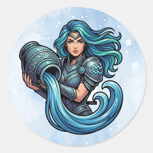 Aquarius Water Bearer Ronde Sticker (Voorkant)
