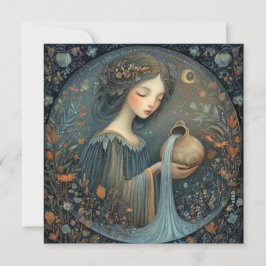 Aquarius Water Bearer Zodiac Celestial Birthday Kaart