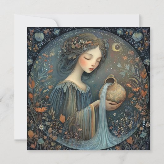 Aquarius Water Bearer Zodiac Celestial Birthday Kaart (Voorkant)