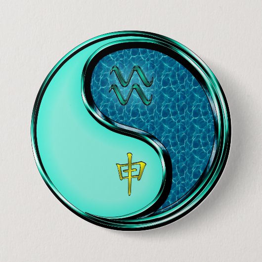 Aquarius & Water Monkey Ronde Button 7,6 Cm (Voorkant)