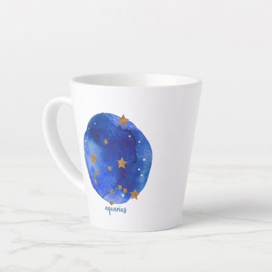 Aquarius Waterverf Night Sky Constellation Zodiac Latte Mok (Linkerhoek)