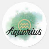 Aquarius Waterverf Splash Ronde Sticker (Voorkant)