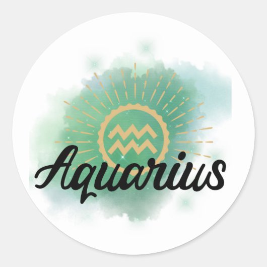 Aquarius Waterverf Splash Ronde Sticker (Voorkant)