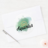 Aquarius Waterverf Splash Ronde Sticker (Envelop)