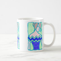 Aquarius Woman van 1920 met symbool blauw blauwgro