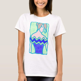 Aquarius Woman van 1920 met symbool blauw blauwgro T-shirt