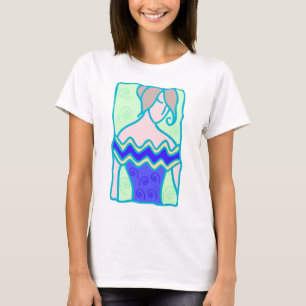 Aquarius Woman van 1920 met symbool blauw blauwgro T-shirt
