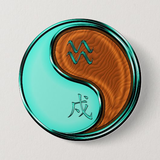 Aquarius & Wood Dog Ronde Button 7,6 Cm (Voorkant)