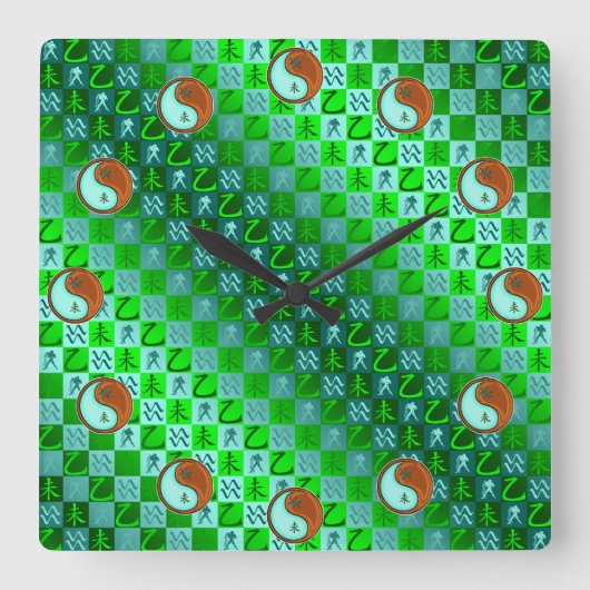 Aquarius & Wood Goat Vierkante Klok (Voorkant)