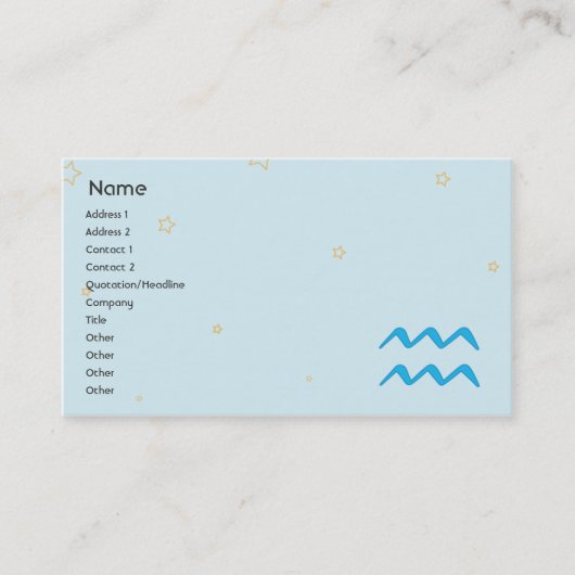 Aquarius - Zakelijk Visitekaartje (Voorkant)