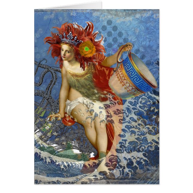 Aquarius Zeemeermin Gotische Blauwe Kunst (Voorkant)