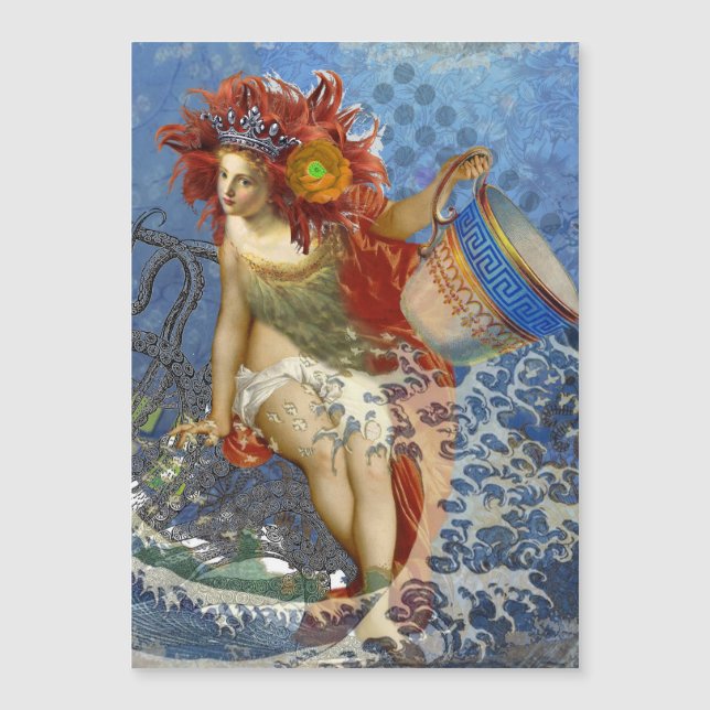 Aquarius Zeemeermin Gotische Blauwe Kunst (Voorkant)
