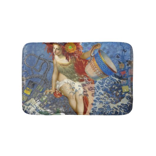 Aquarius Zeemeermin Gotische Blauwe Kunst Badmat (Voorkant)