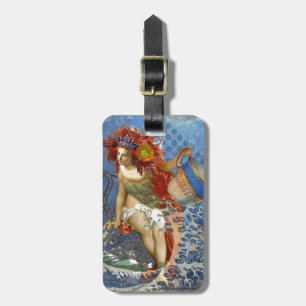 Aquarius Zeemeermin Gotische Blauwe Kunst Bagagelabel