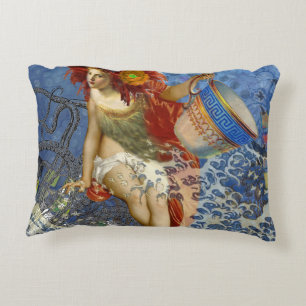 Aquarius Zeemeermin Gotische Blauwe Kunst Decoratief Kussen