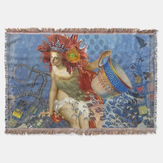 Aquarius Zeemeermin Gotische Blauwe Kunst Deken (Voorkant)