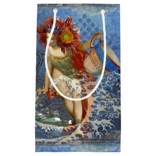Aquarius Zeemeermin Gotische Blauwe Kunst Klein Cadeauzakje (Voorkant)
