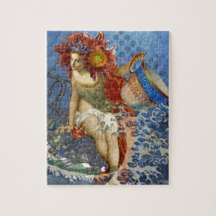 Aquarius Zeemeermin Gotische Blauwe Kunst Legpuzzel
