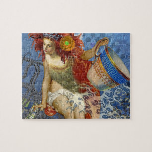 Aquarius Zeemeermin Gotische Blauwe Kunst Legpuzzel