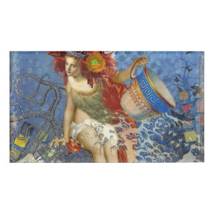 Aquarius Zeemeermin Gotische Blauwe Kunst Naambadge