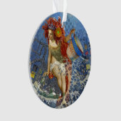 Aquarius Zeemeermin Gotische Blauwe Kunst Ornament (voorkant)