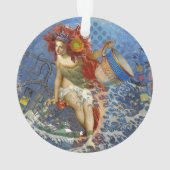 Aquarius Zeemeermin Gotische Blauwe Kunst Ornament (achterkant)