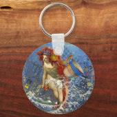Aquarius Zeemeermin Gotische Blauwe Kunst Sleutelhanger (Voorkant)